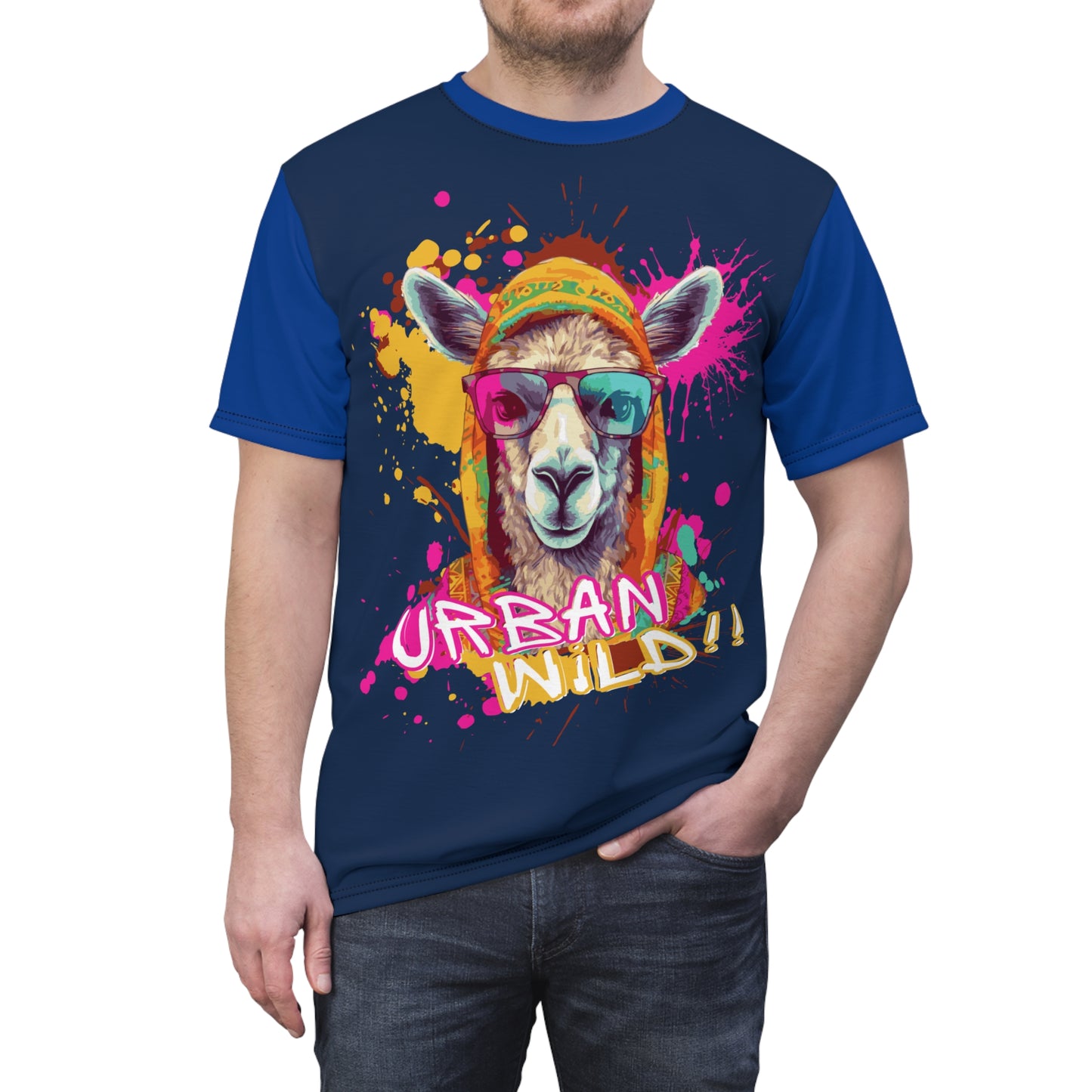 Urban Wild Unisex Cut & Sew Tee - Fun and Colorful Llama Design