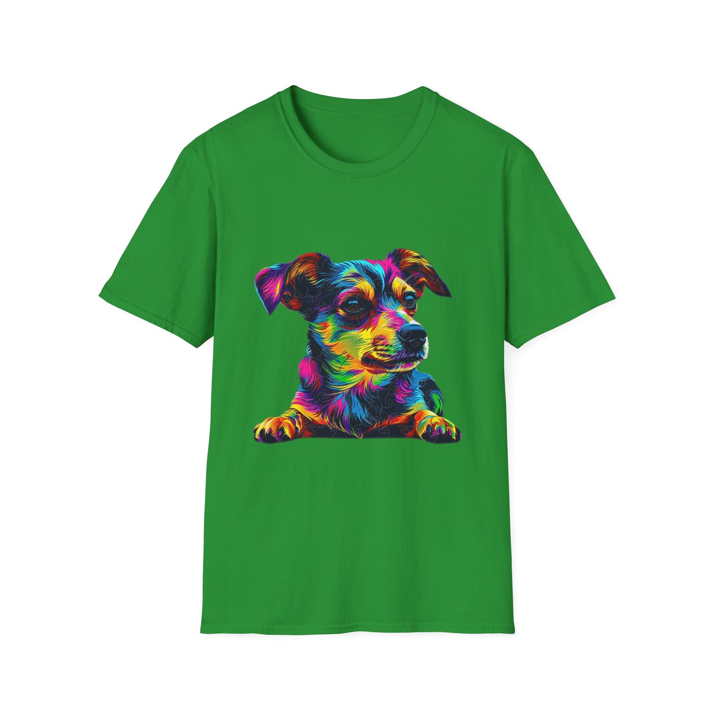 Colorful Dog Art Unisex Softstyle T-Shirt - Perfect Gift for Pet Lovers