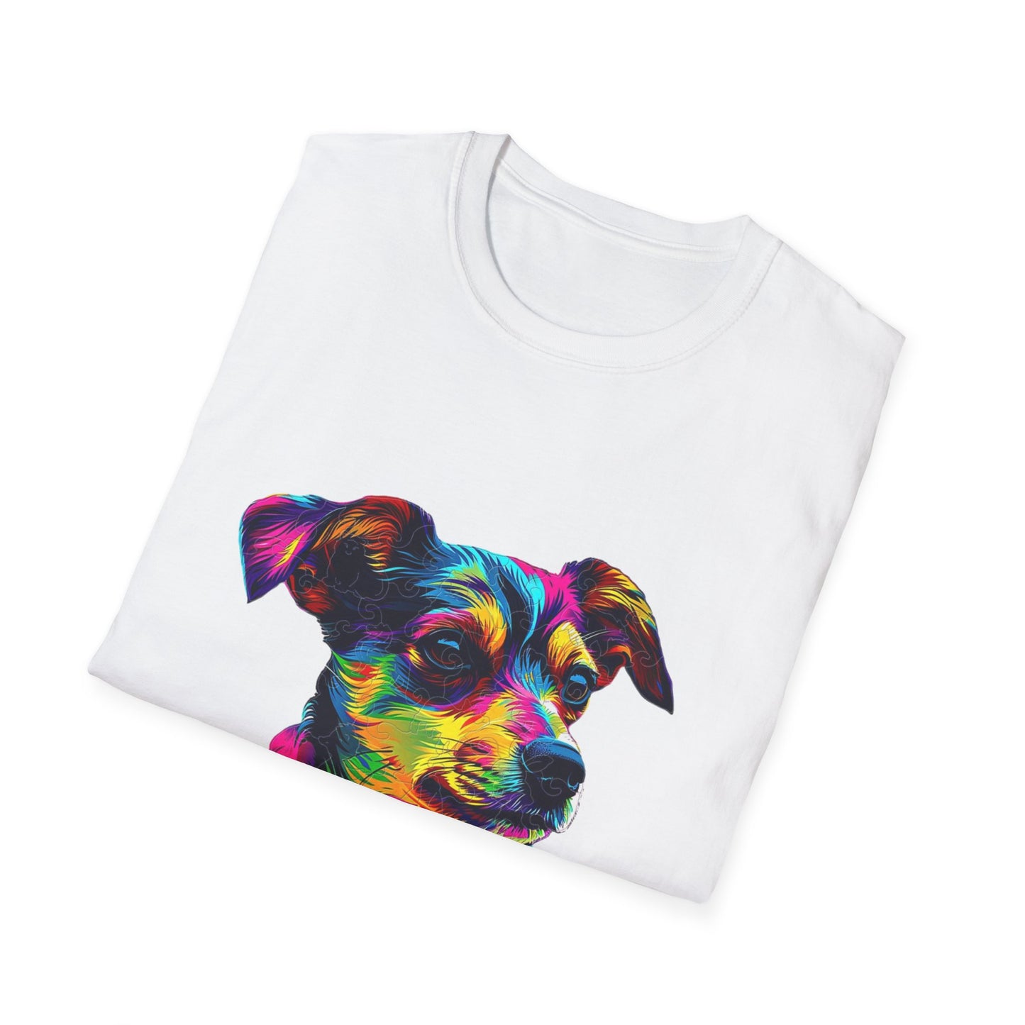 Colorful Dog Art Unisex Softstyle T-Shirt - Perfect Gift for Pet Lovers