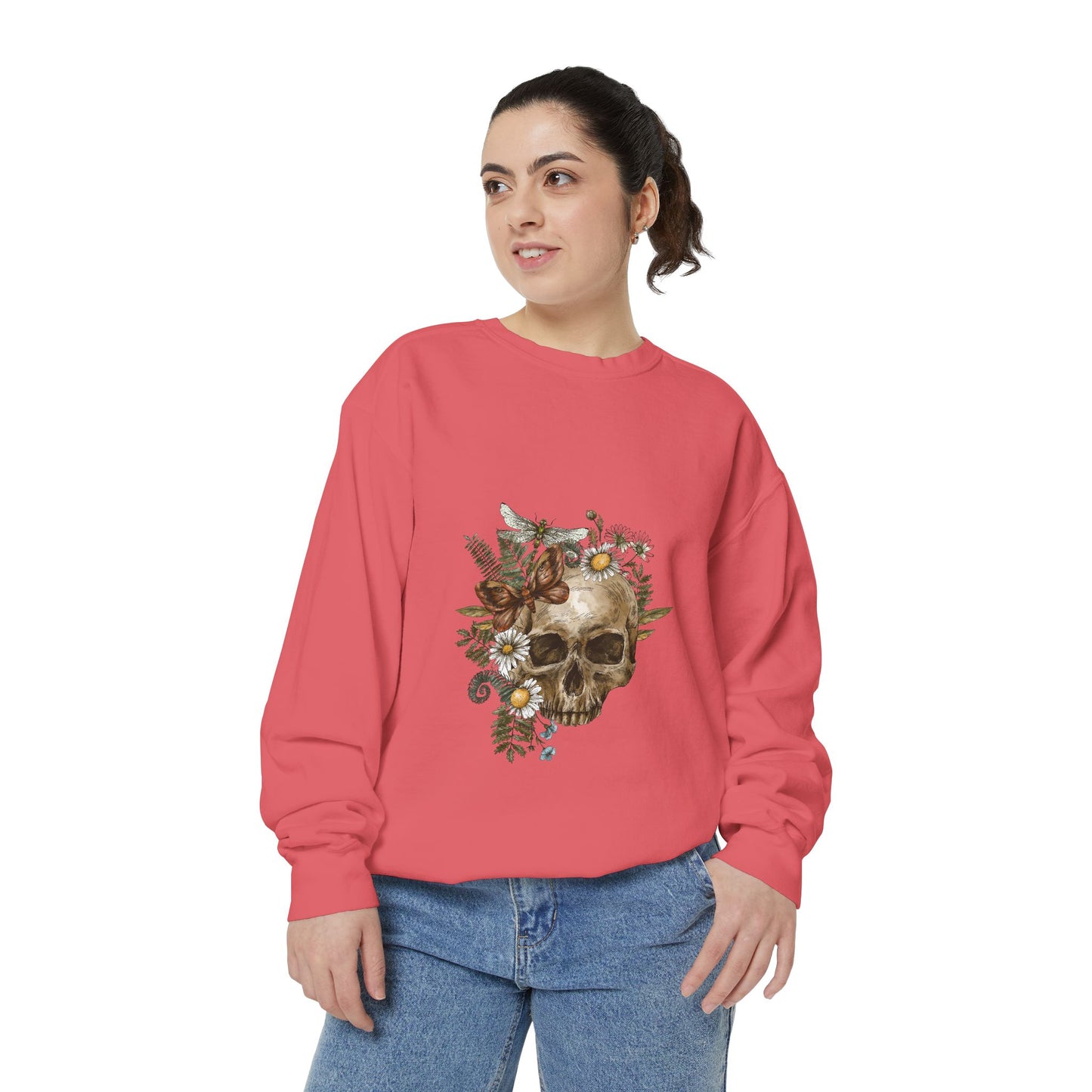 Boho Skull Floral Unisex Sweatshirt - Garden-Inspired Cozy Crew