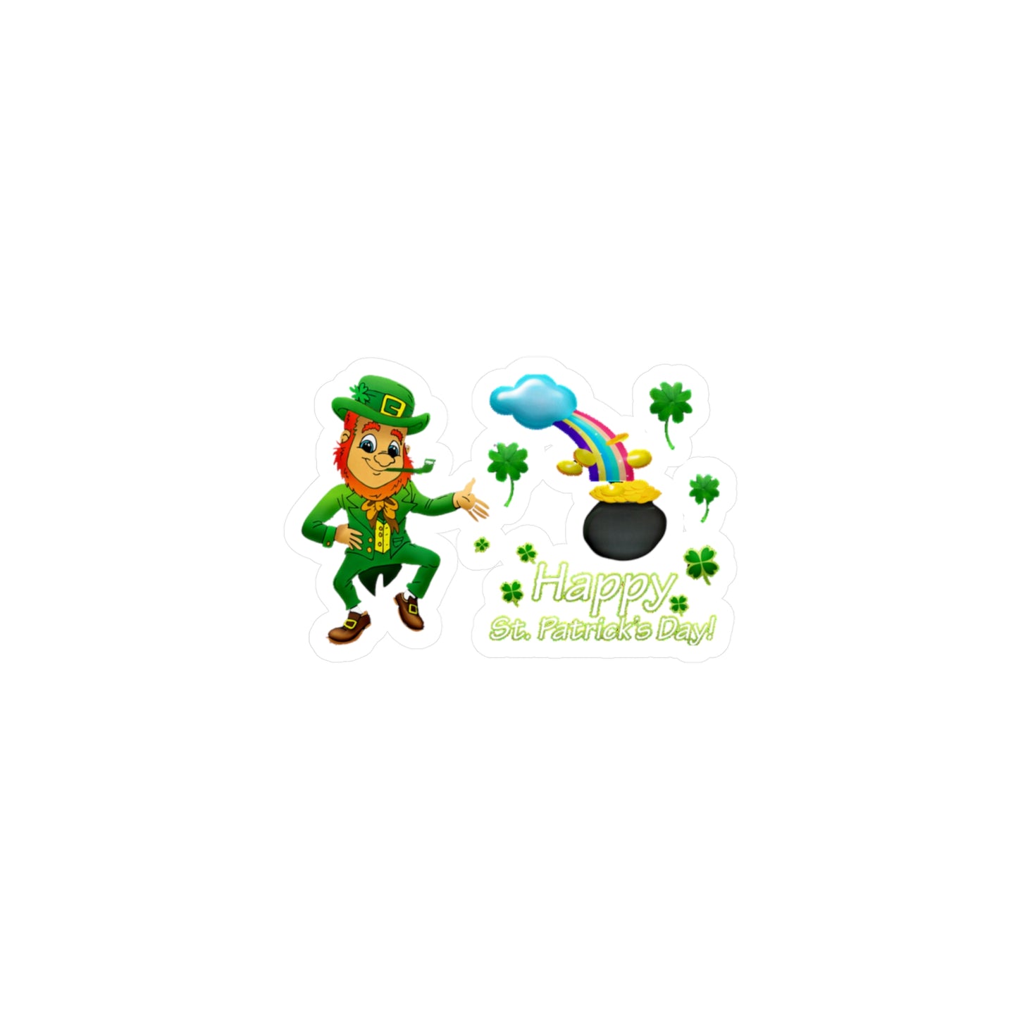 St. Patrick's Day Kiss-Cut Vinyl Decal - Cheerful Leprechaun Design