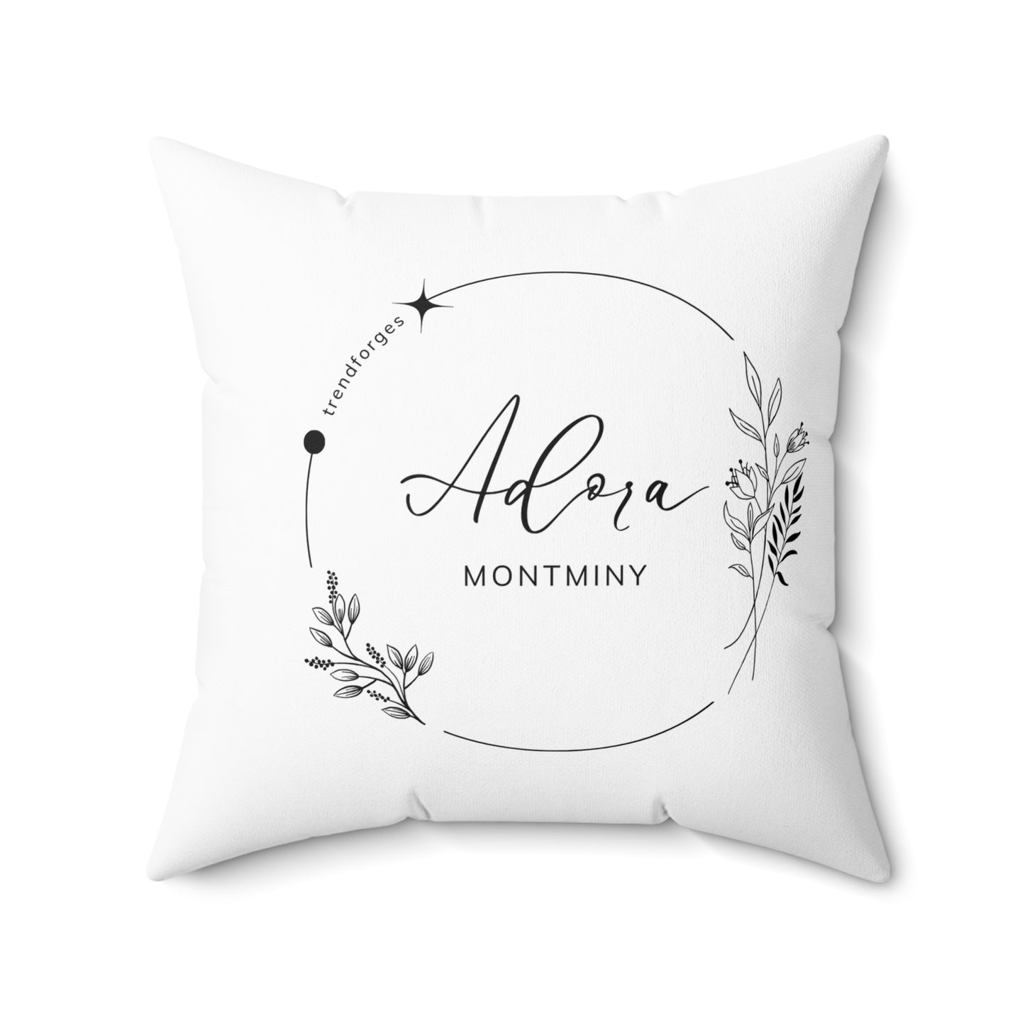 Personalized Floral Design Square Pillow - Custom Name Throw Pillow