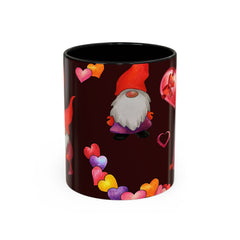 Valentine's Gnome Coffee Mug - Cute 11oz & 15oz Accent Mug with Hearts