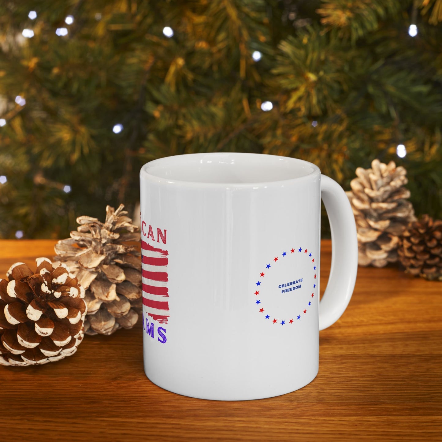 American Dreams Ceramic Mug - Patriotic Coffee Cup for Independence Day & Everyday Use