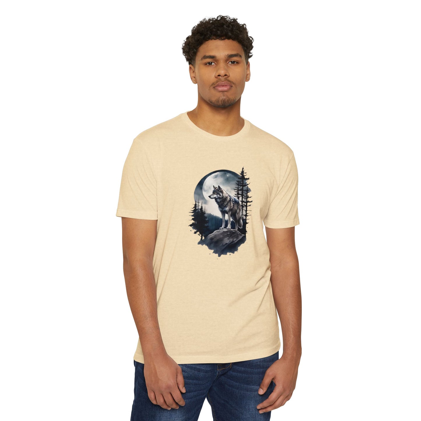 Wolf Howling Moon Unisex T-Shirt - Nature-Inspired Graphic Tee