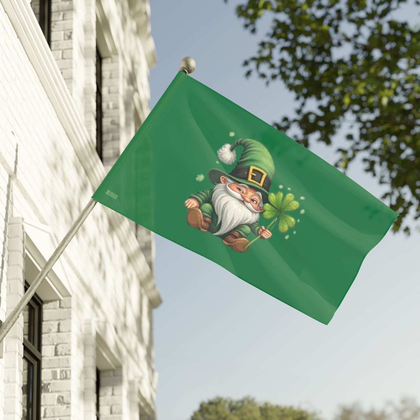 St. Patrick's Day Gnome Flag - Lucky Clover Decor