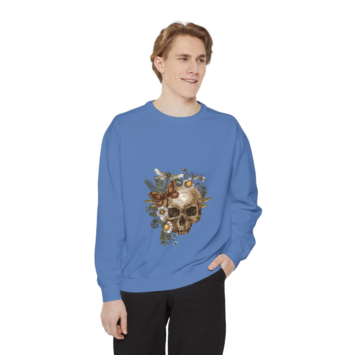 Boho Skull Floral Unisex Sweatshirt - Garden-Inspired Cozy Crew