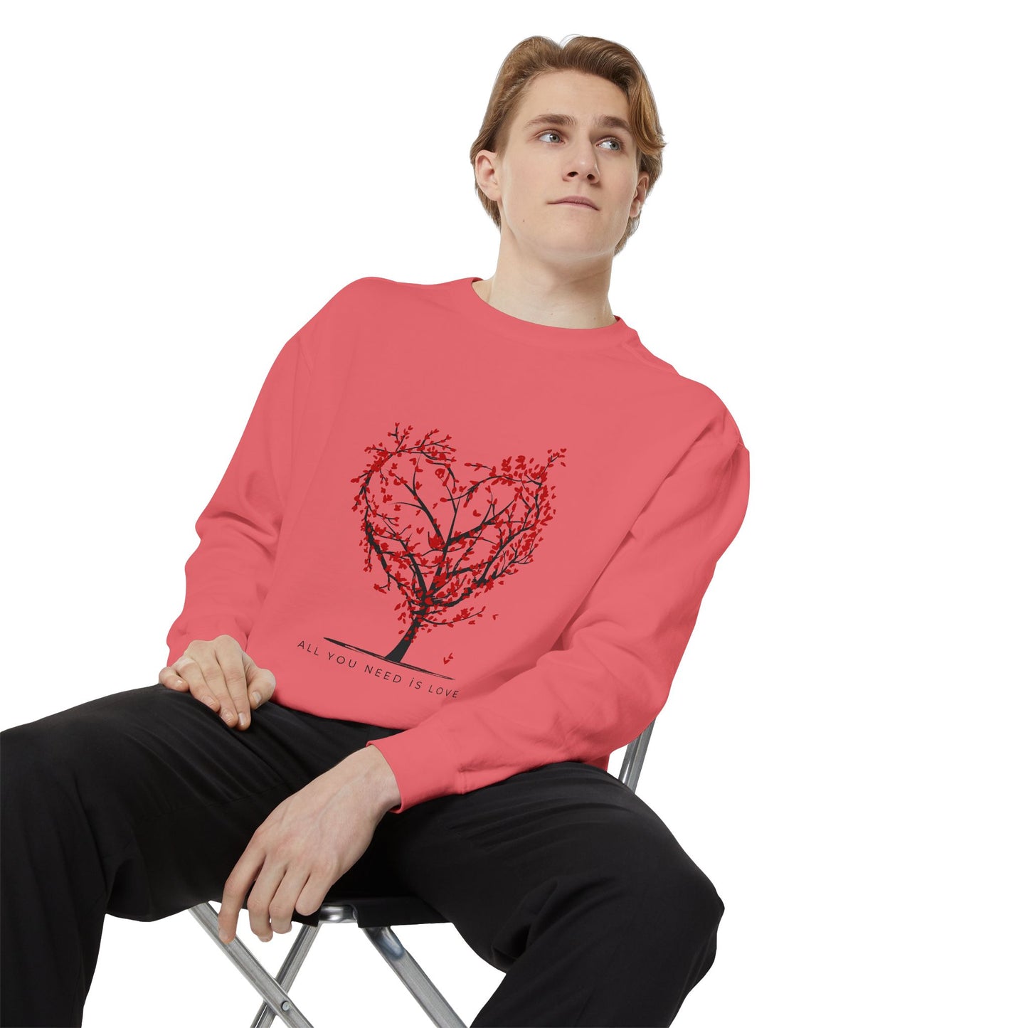 Heartfelt Love Sweatshirt - Unisex Garment-Dyed Sweatshirt for Comfort and Connection