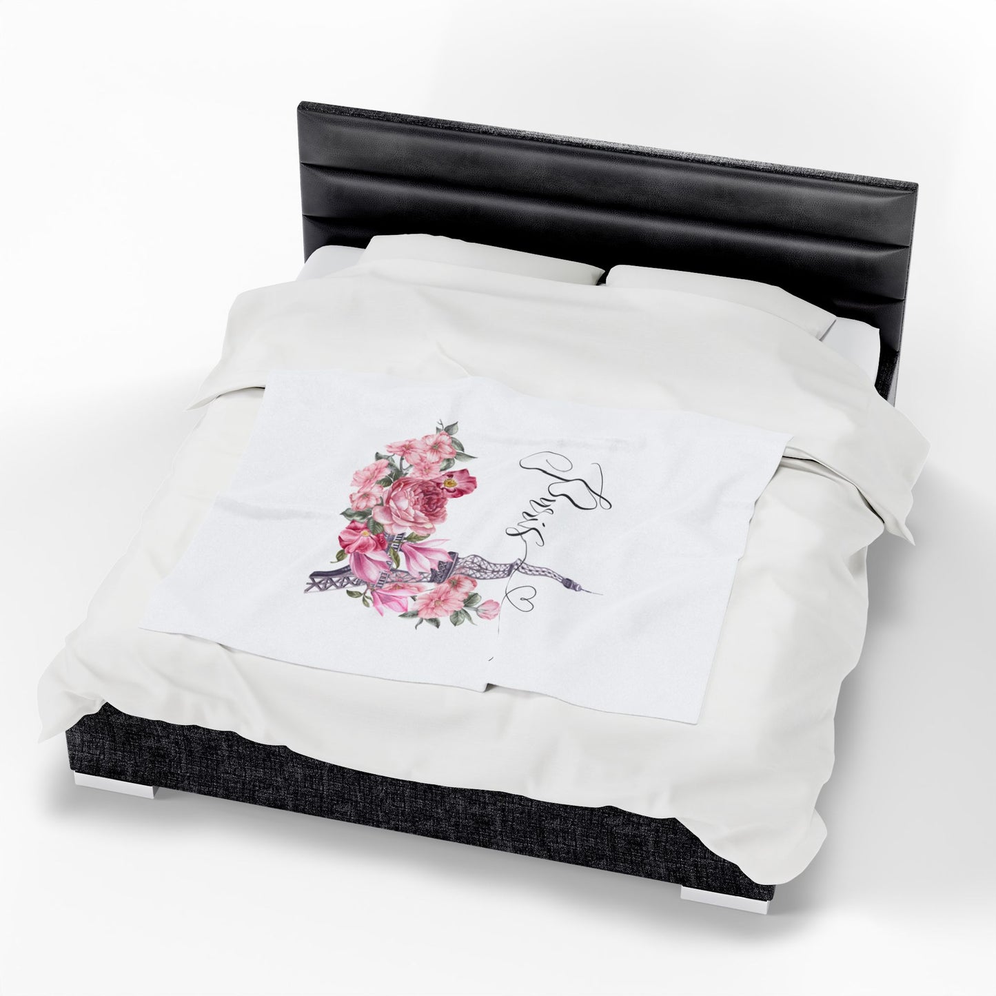 Paris Floral Velveteen Plush Blanket - Cozy Home Decor