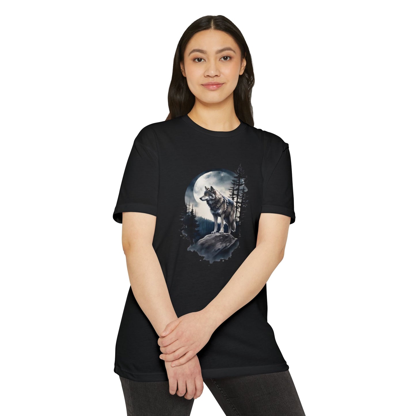 Wolf Howling Moon Unisex T-Shirt - Nature-Inspired Graphic Tee