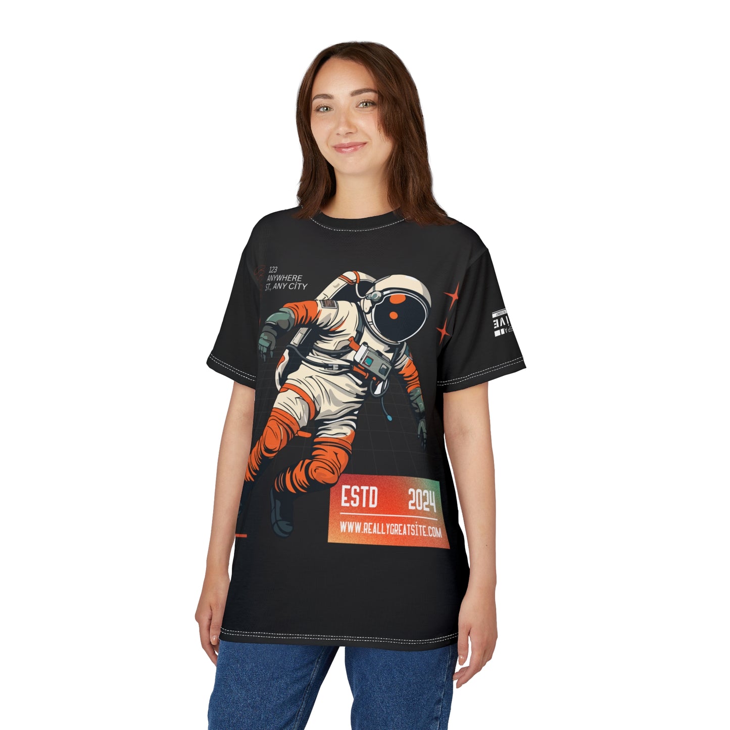 Astronaut Adventure Unisex Cut & Sew Tee - Space Exploration Design, Perfect for Sci-Fi Fans