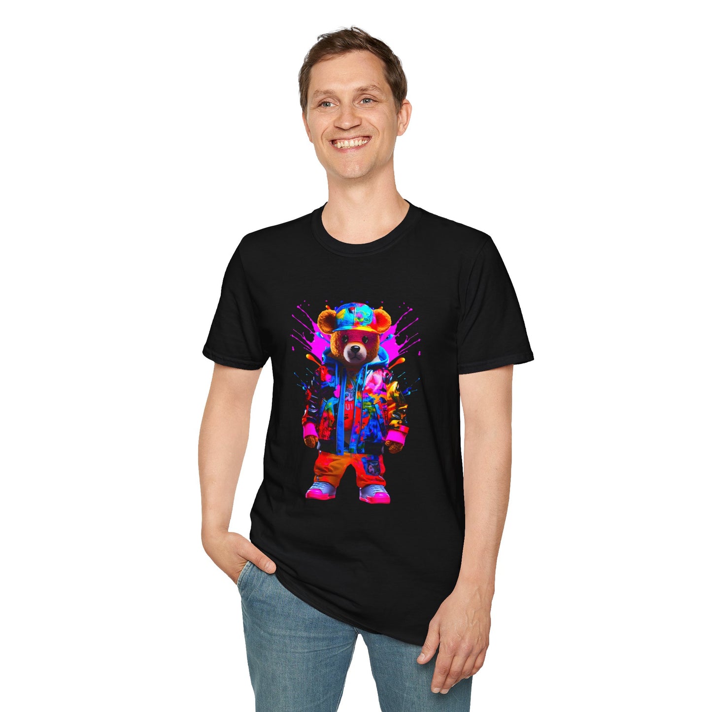 Vibrant Bear Graphic Unisex Softstyle T-Shirt - Perfect for Casual Wear and Gifts