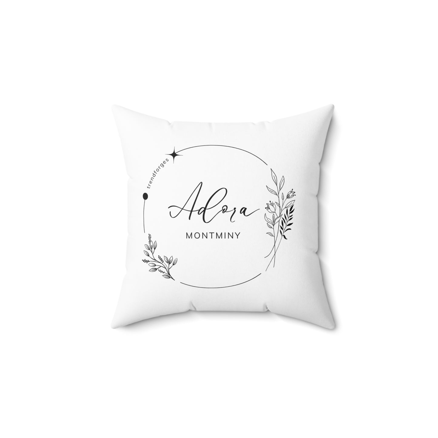 Personalized Floral Design Square Pillow - Custom Name Throw Pillow