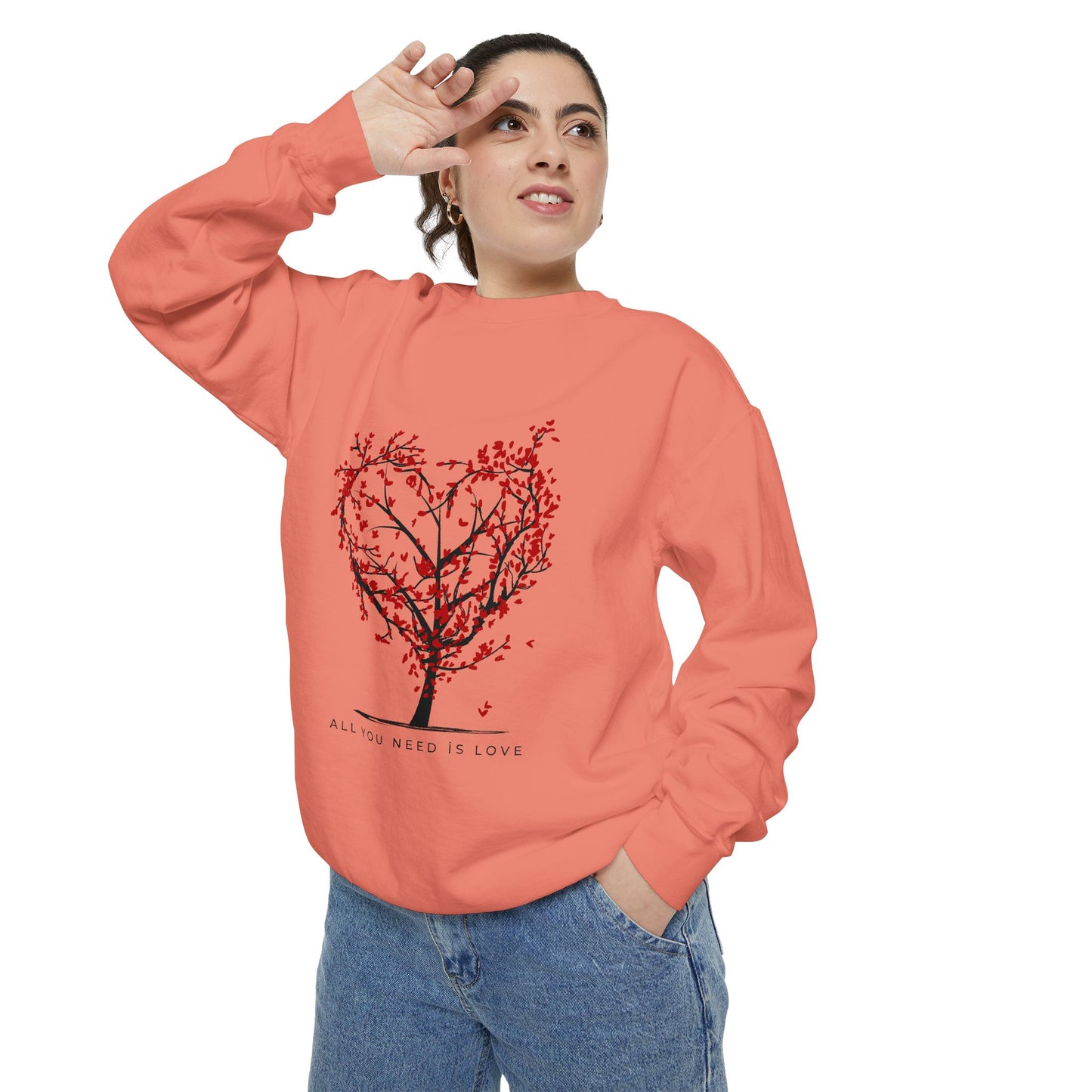 Heartfelt Love Sweatshirt - Unisex Garment-Dyed Sweatshirt for Comfort and Connection