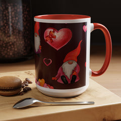 Valentine's Gnome Coffee Mug - Cute 11oz & 15oz Accent Mug with Hearts