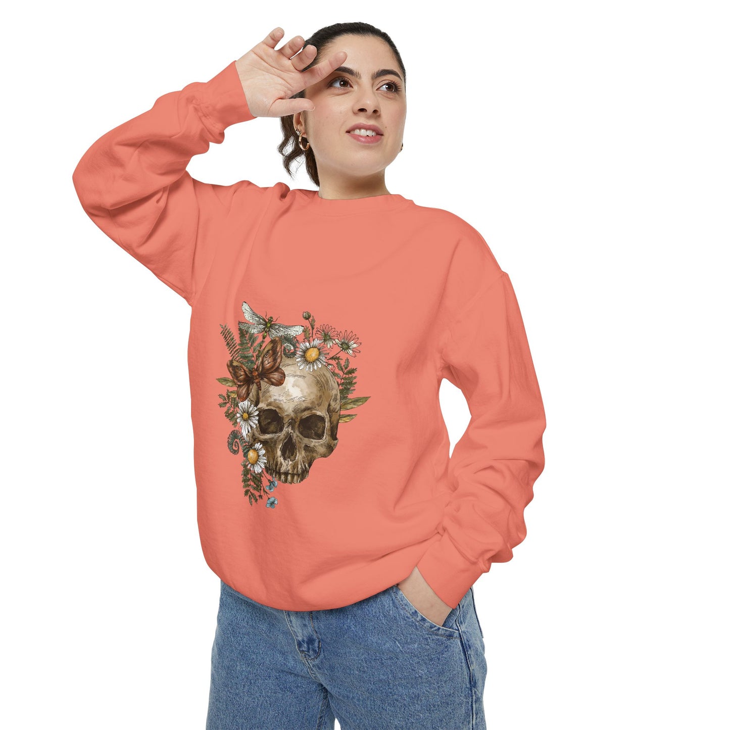 Boho Skull Floral Unisex Sweatshirt - Garden-Inspired Cozy Crew