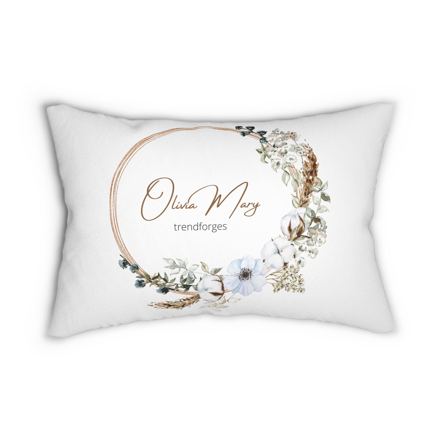 Personalized Floral Lumbar Pillow - Home Décor Accent