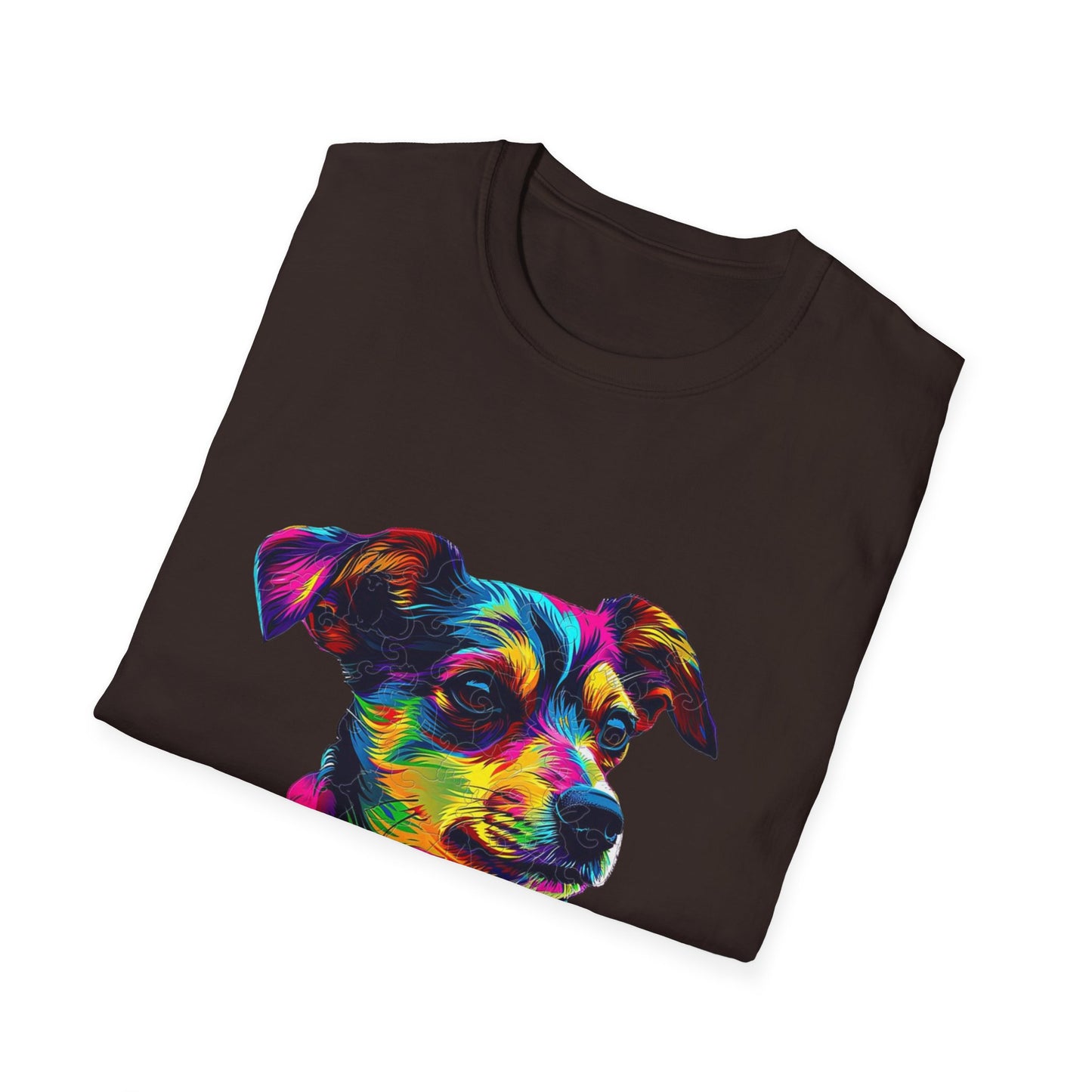 Colorful Dog Art Unisex Softstyle T-Shirt - Perfect Gift for Pet Lovers