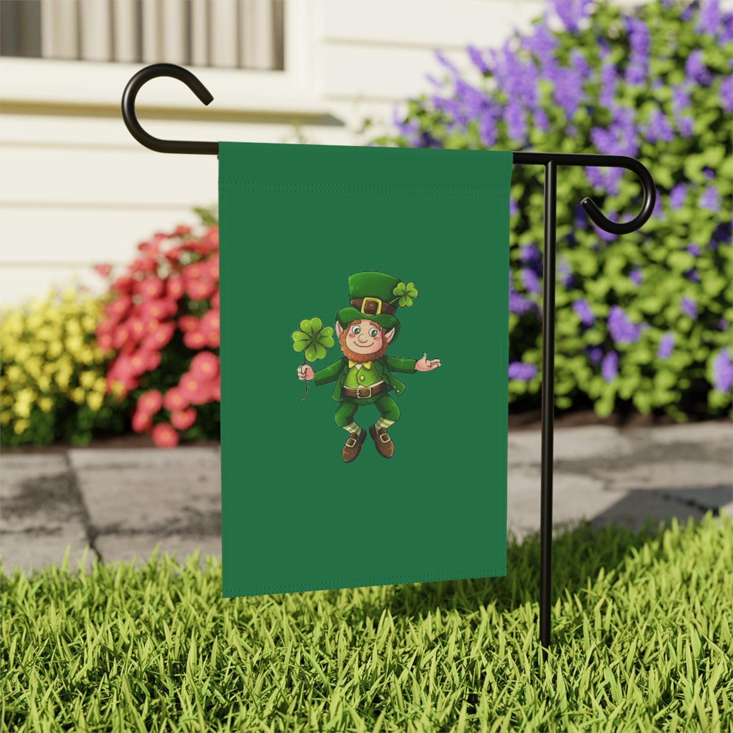 St. Patrick's Day Garden Banner with Cheerful Leprechaun Design