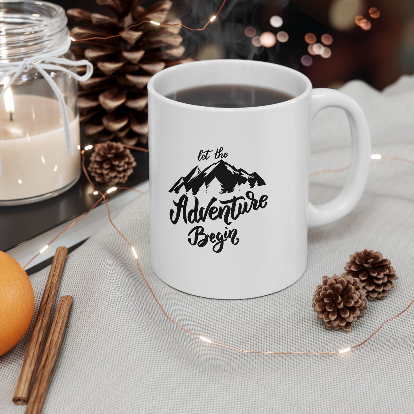 Adventure Awaits Ceramic Mug - Perfect for Coffee Lovers and Outdoor Enthusiasts