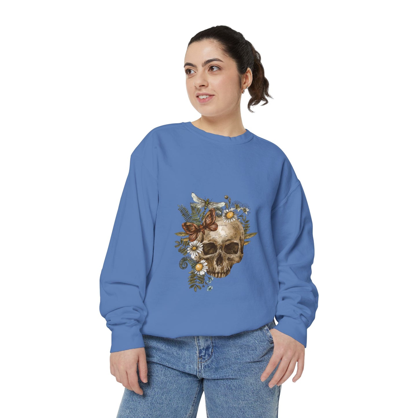 Boho Skull Floral Unisex Sweatshirt - Garden-Inspired Cozy Crew