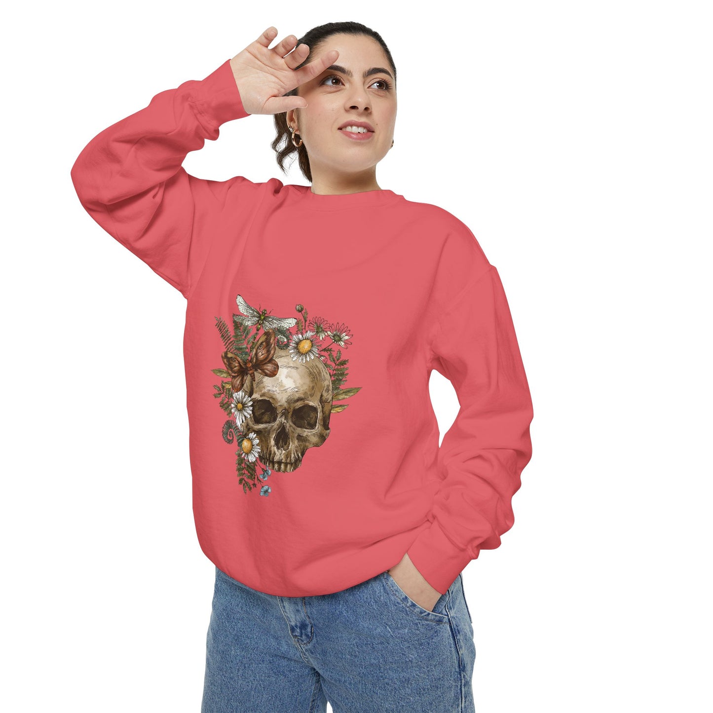 Boho Skull Floral Unisex Sweatshirt - Garden-Inspired Cozy Crew