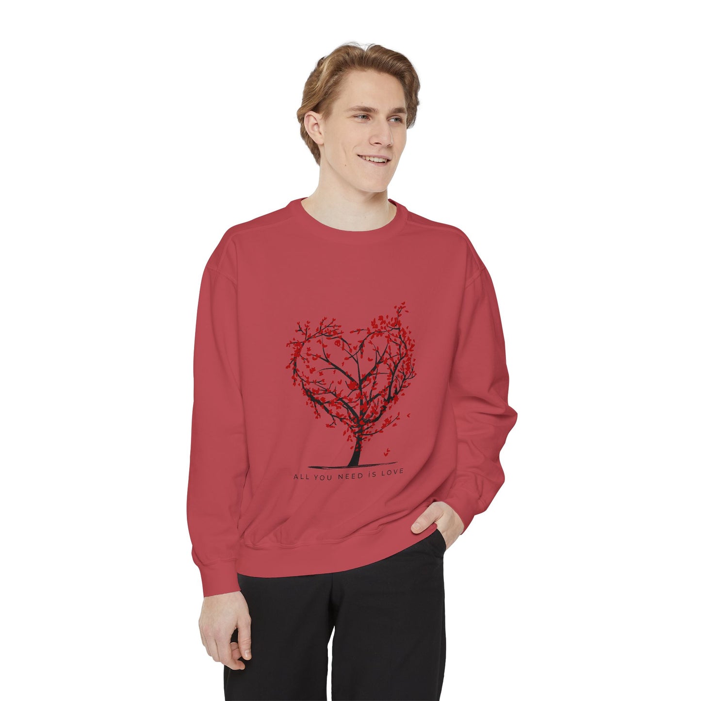 Heartfelt Love Sweatshirt - Unisex Garment-Dyed Sweatshirt for Comfort and Connection