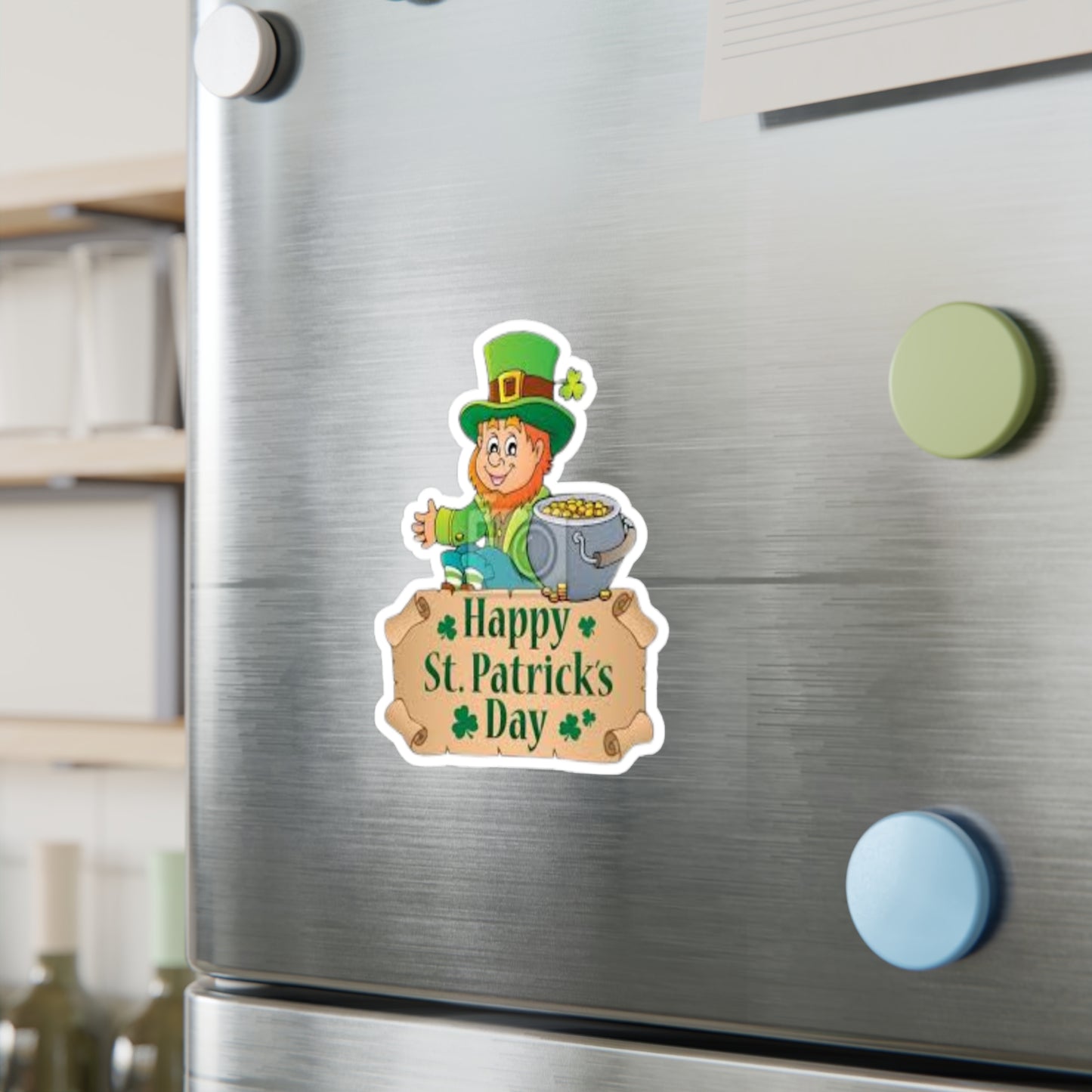 St. Patrick's Day Leprechaun Kiss-Cut Vinyl Decals - Cheerful Holiday Stickers for Home Decor