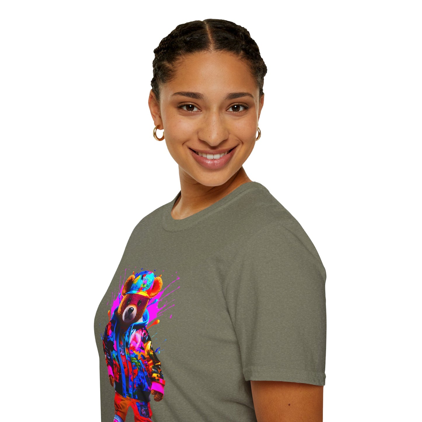 Vibrant Bear Graphic Unisex Softstyle T-Shirt - Perfect for Casual Wear and Gifts