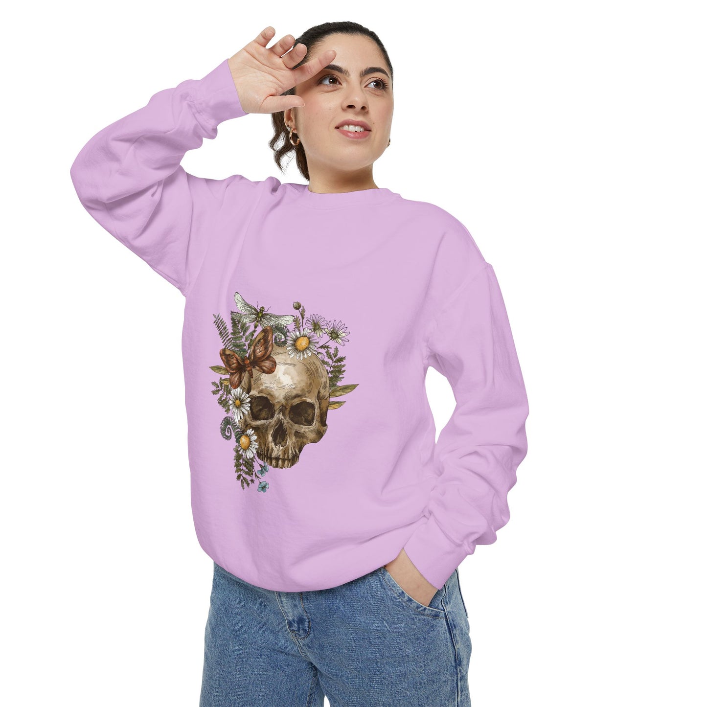 Boho Skull Floral Unisex Sweatshirt - Garden-Inspired Cozy Crew