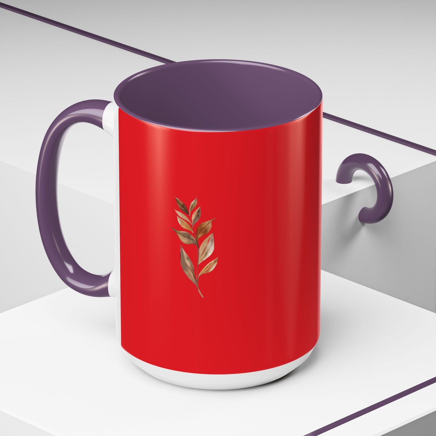 Vibrant Accent Coffee Mug with Leaf Design – Perfect for Home and Office