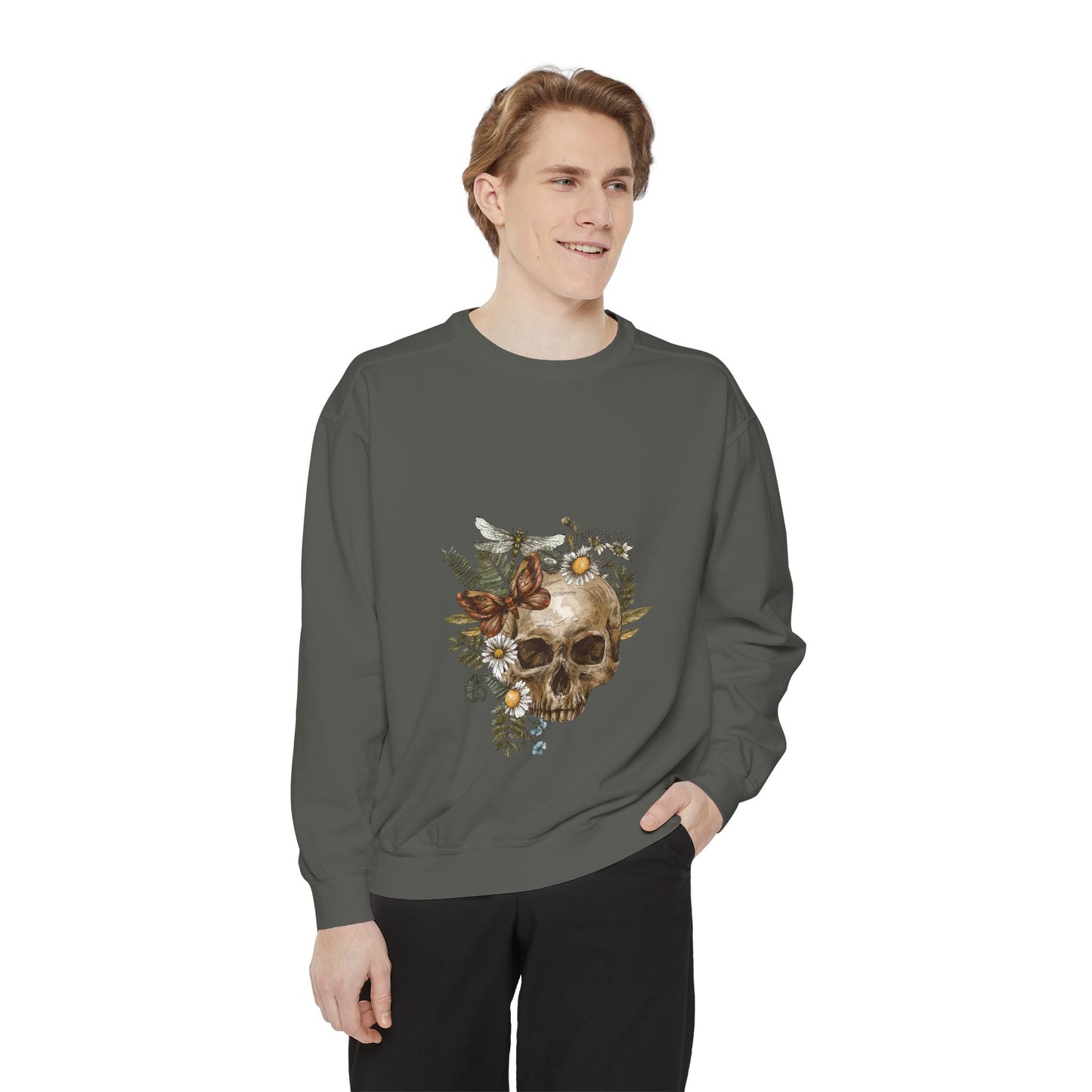 Boho Skull Floral Unisex Sweatshirt - Garden-Inspired Cozy Crew