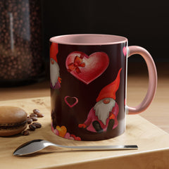 Valentine's Gnome Coffee Mug - Cute 11oz & 15oz Accent Mug with Hearts