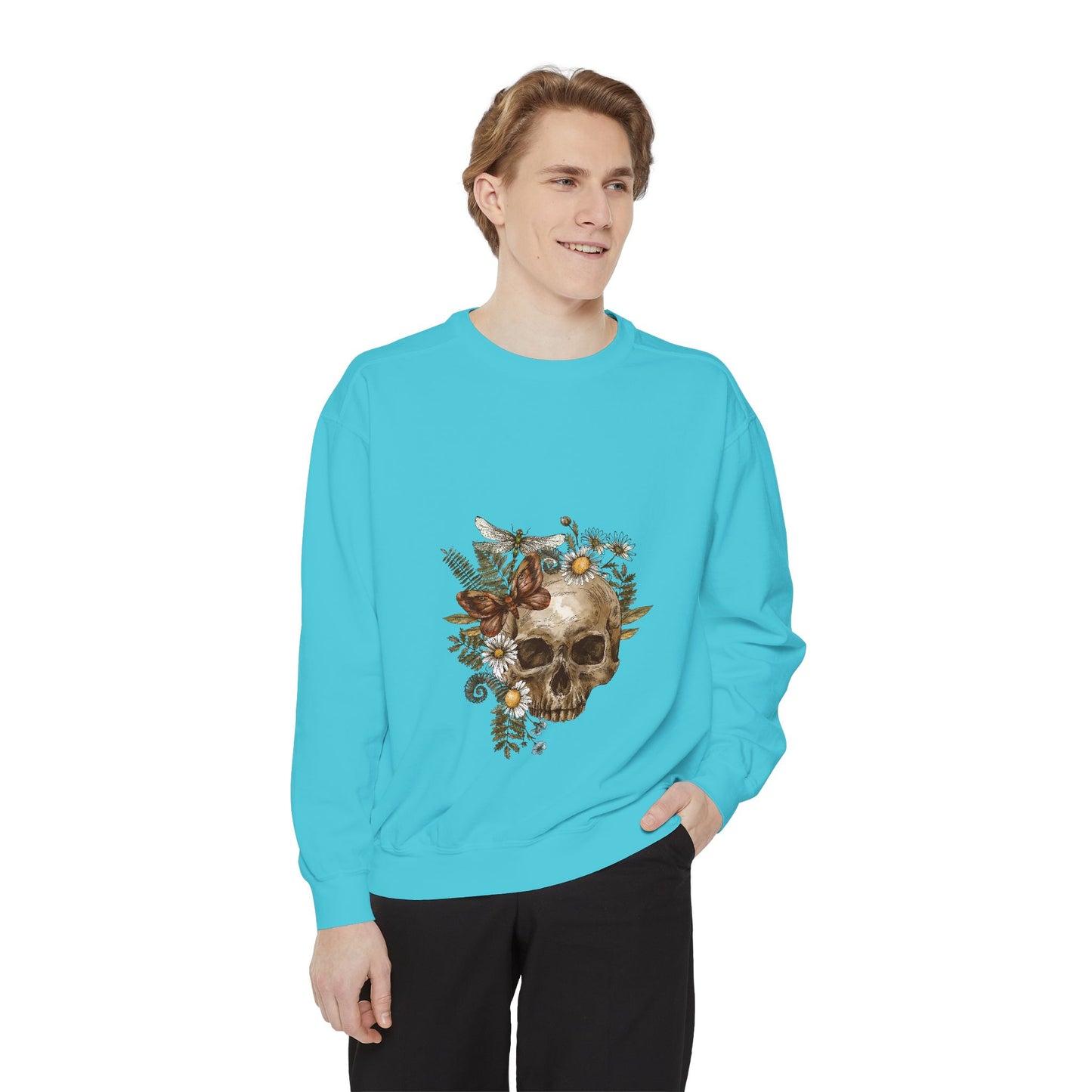 Boho Skull Floral Unisex Sweatshirt - Garden-Inspired Cozy Crew