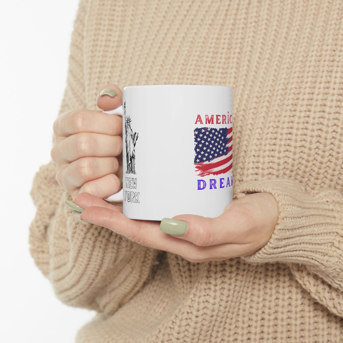 American Dreams Ceramic Mug - Patriotic Coffee Cup for Independence Day & Everyday Use