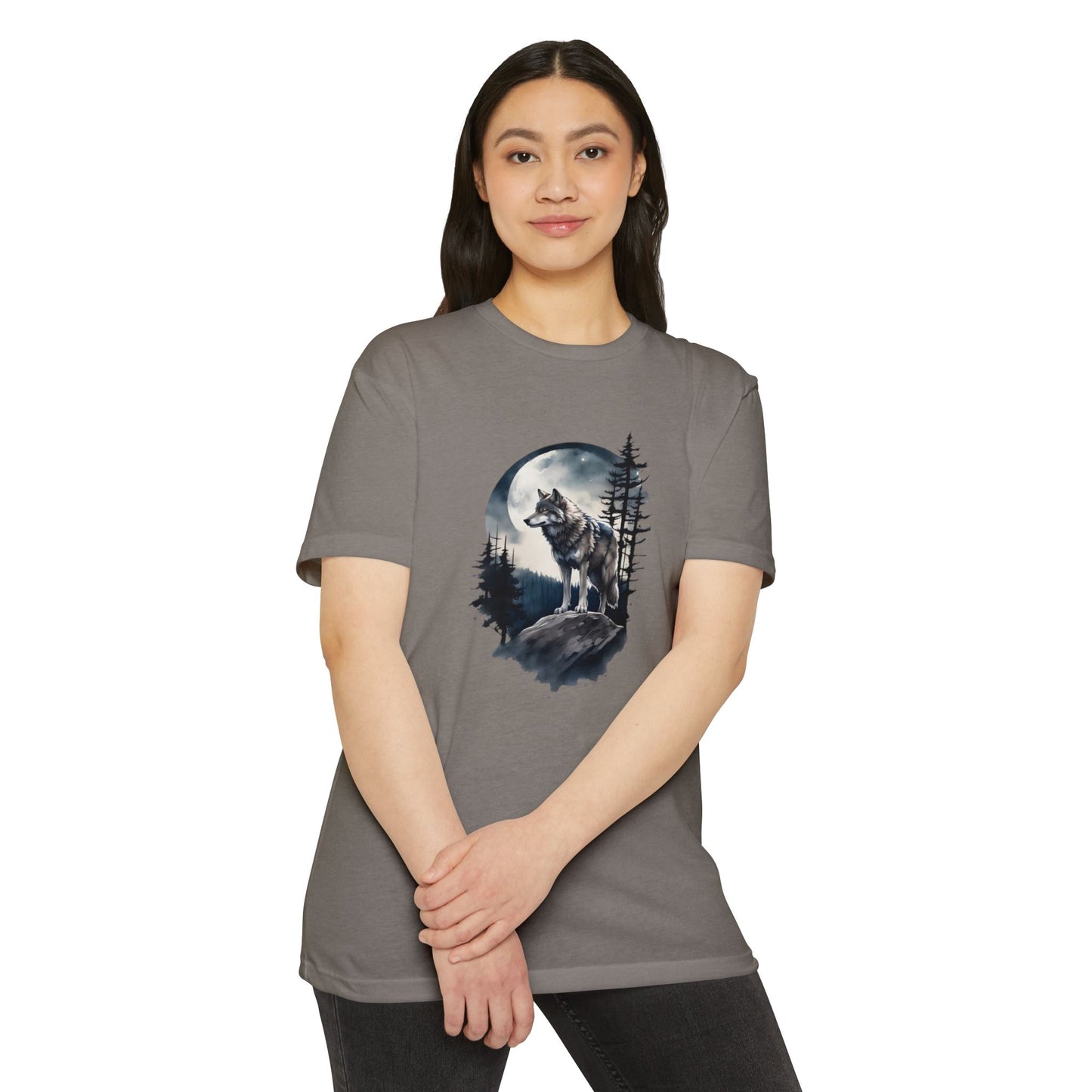 Wolf Howling Moon Unisex T-Shirt - Nature-Inspired Graphic Tee