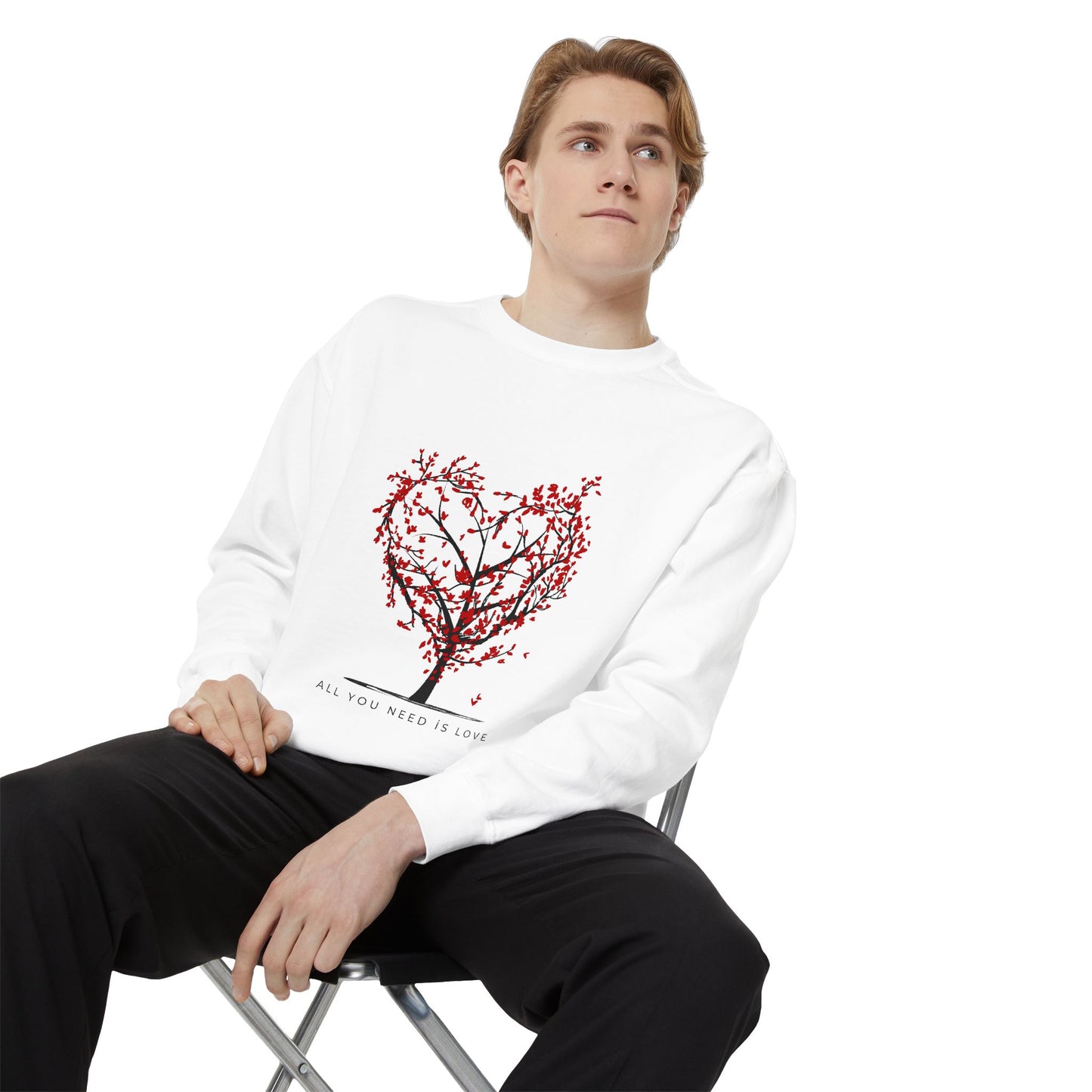 Heartfelt Love Sweatshirt - Unisex Garment-Dyed Sweatshirt for Comfort and Connection