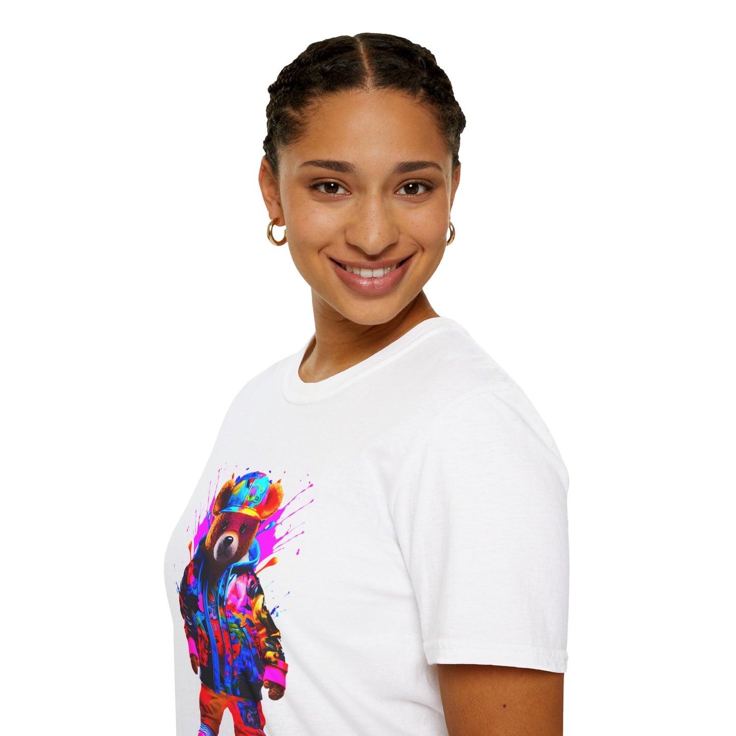 Vibrant Bear Graphic Unisex Softstyle T-Shirt - Perfect for Casual Wear and Gifts