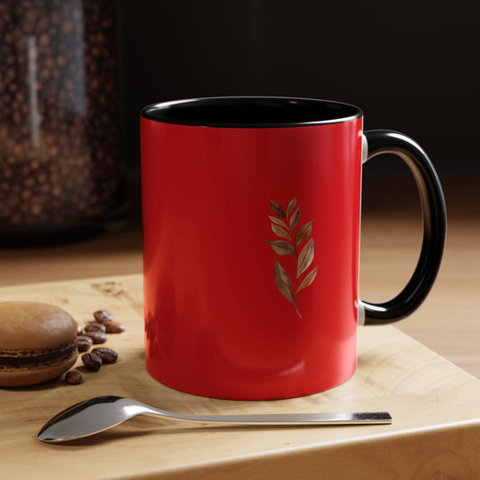 Vibrant Accent Coffee Mug with Leaf Design – Perfect for Home and Office