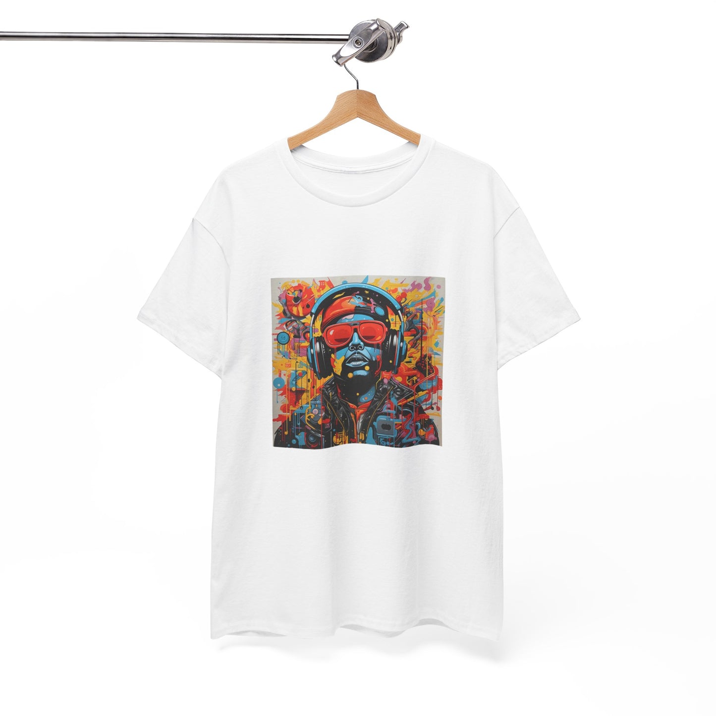 Vibrant Unisex Heavy Cotton Tee - Colorful Music & Travel Art