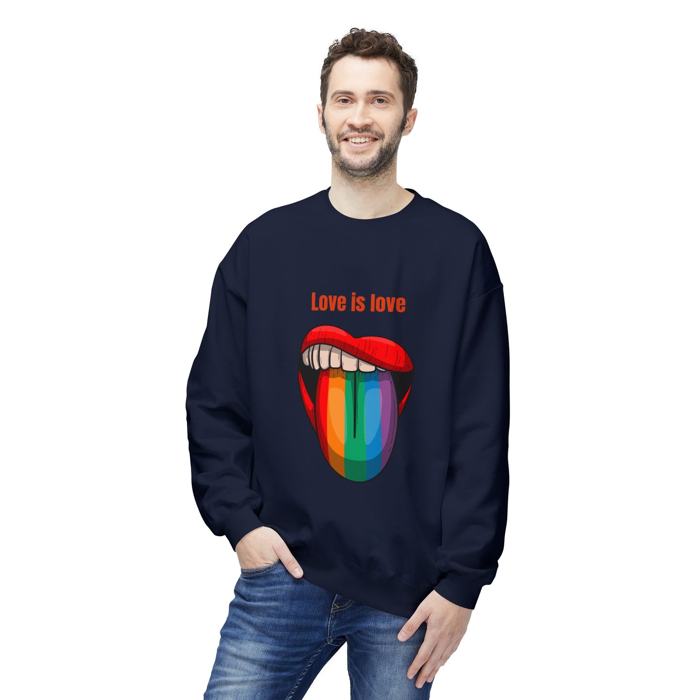 Rainbow Love Is Love Sweatshirt - Unisex Midweight Fleece Crewneck