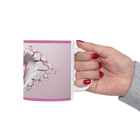 Breaking Through Heart Butterfly Ceramic Mug - 11oz & 15oz