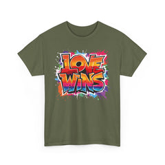 Love Wins Unisex Heavy Cotton Tee - Colorful Graphic Tee for Pride and Self-Expression