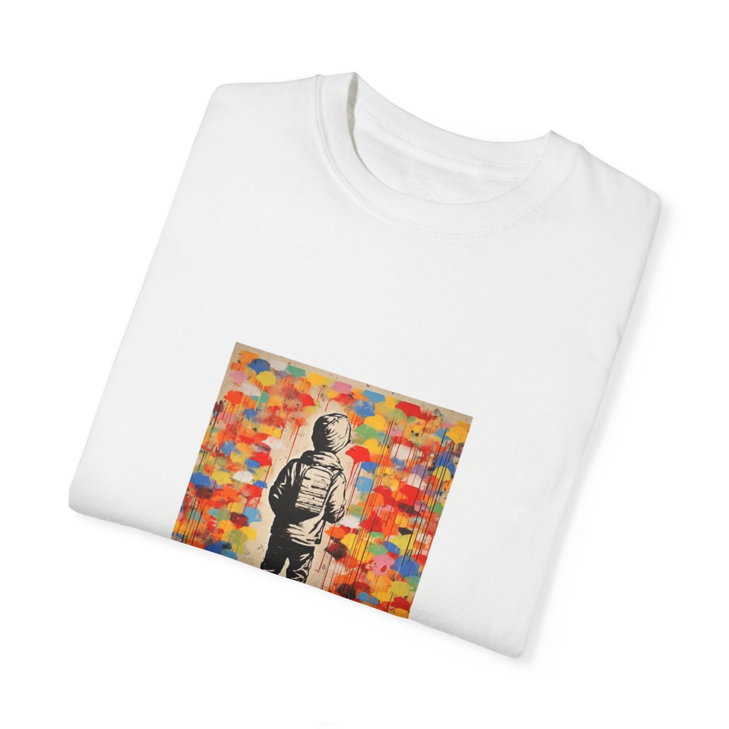 Garment-Dyed Unisex T-Shirt with Colorful Street Art Print