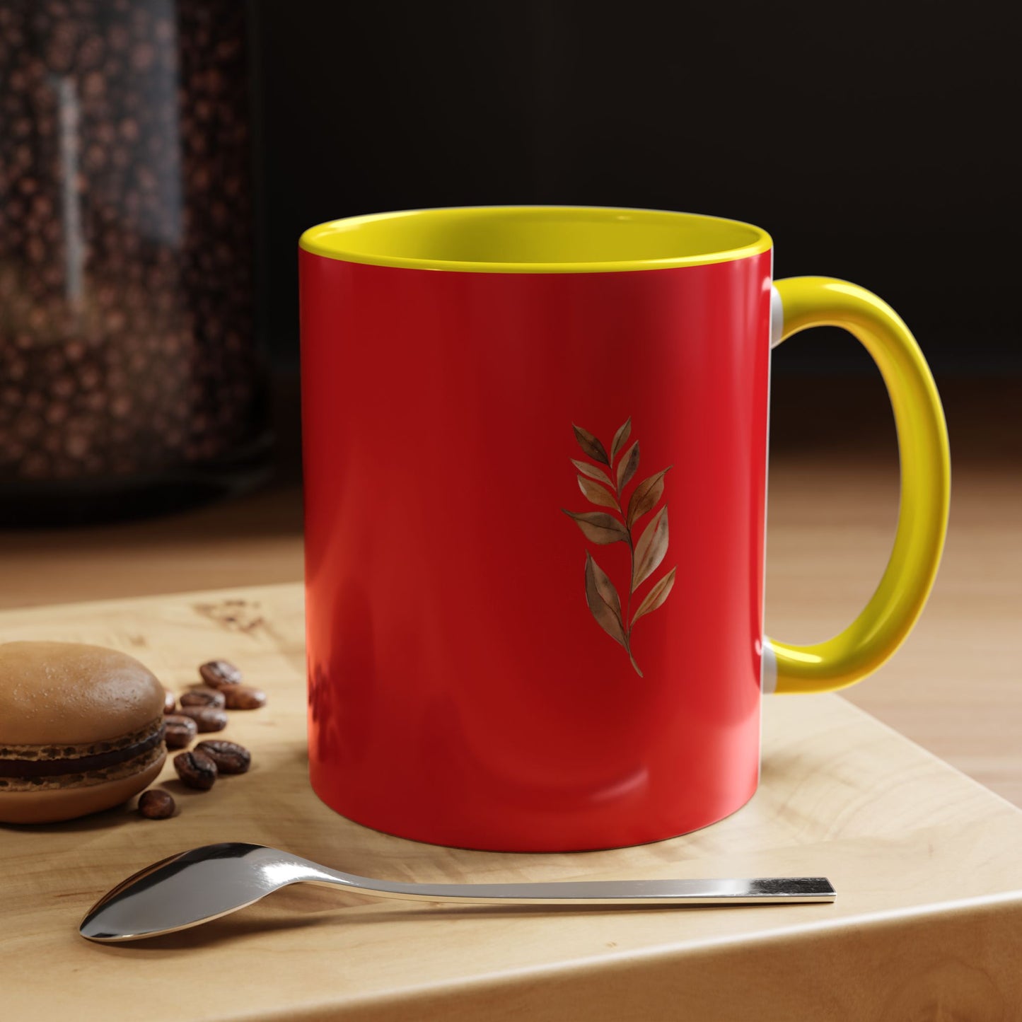 Vibrant Accent Coffee Mug with Leaf Design – Perfect for Home and Office