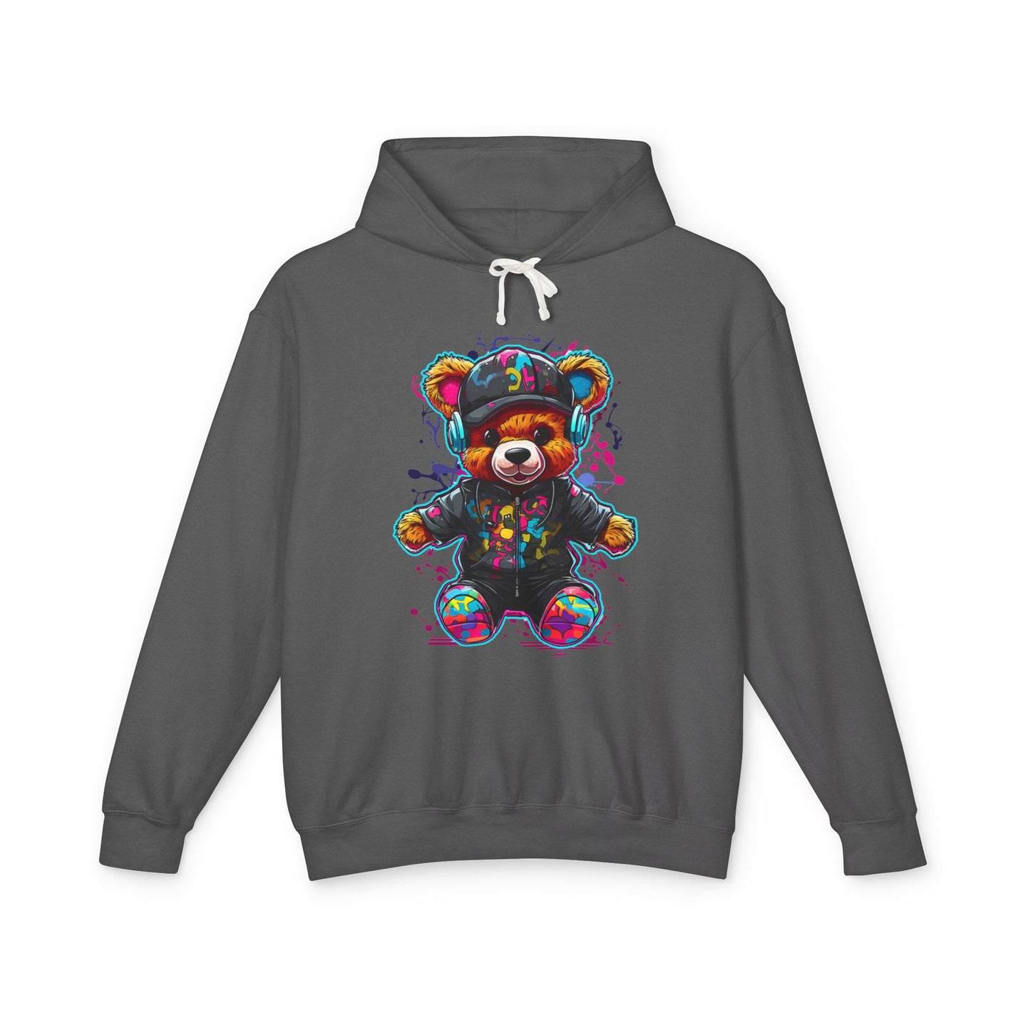 Colorful Bear Graphic Unisex Lightweight Hooded Sweatshirt