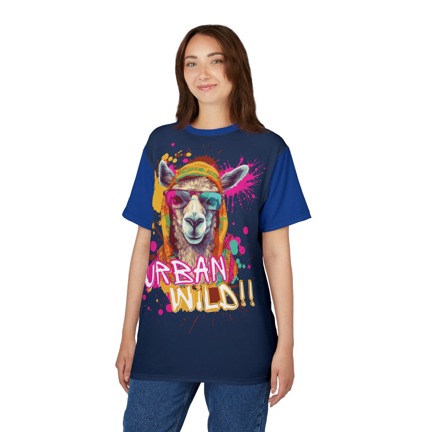 Urban Wild Unisex Cut & Sew Tee - Fun and Colorful Llama Design