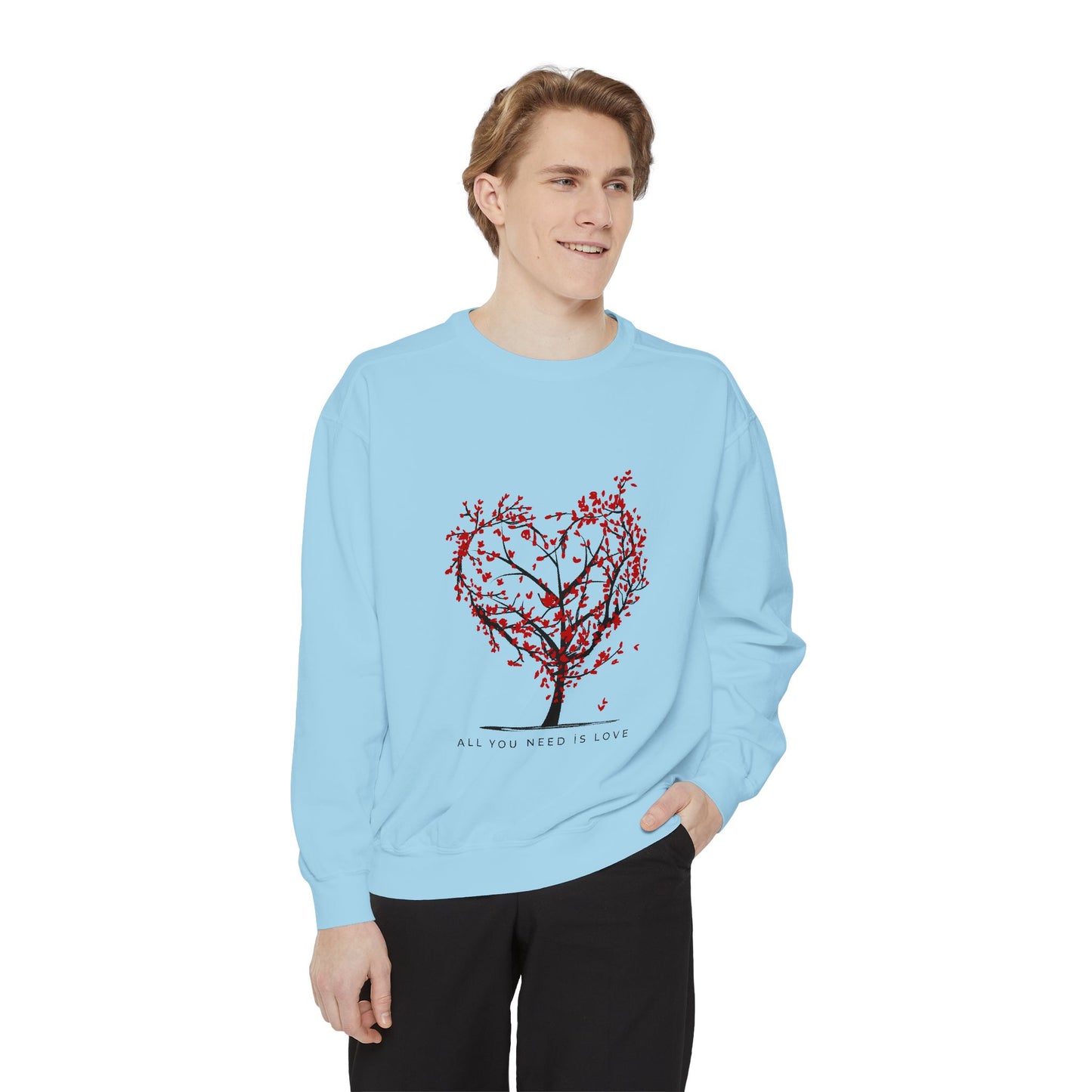 Heartfelt Love Sweatshirt - Unisex Garment-Dyed Sweatshirt for Comfort and Connection