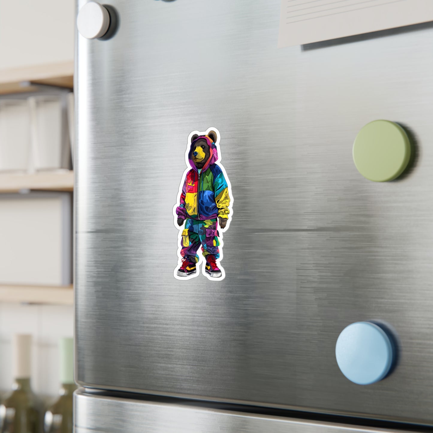 Colorful Bear Streetwear Vinyl Decal | Trendy Sticker for Laptops & Water Bottles