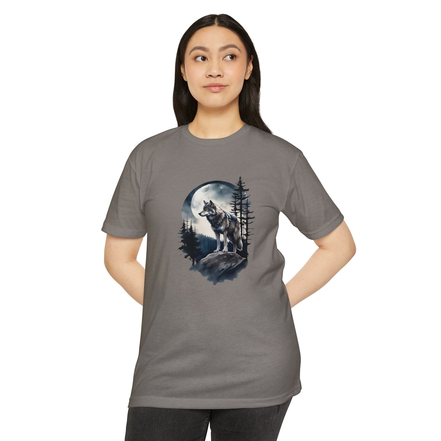 Wolf Howling Moon Unisex T-Shirt - Nature-Inspired Graphic Tee